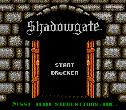 Shadowgate title screen for NES